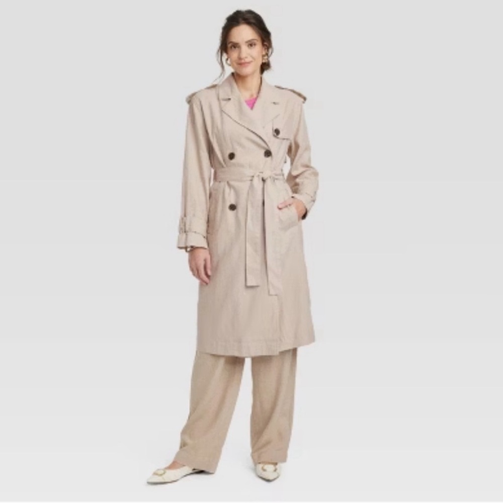 A New Day Women's Linen Trench Coat Sz XXL